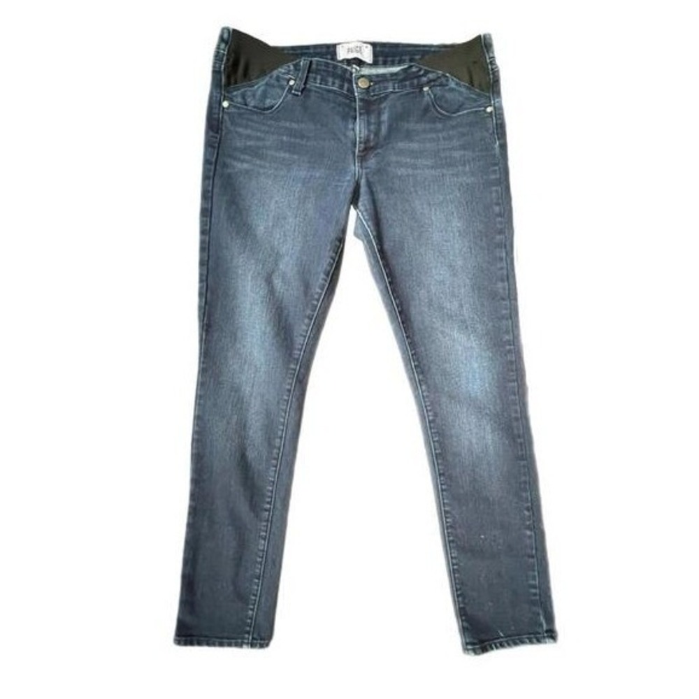 PAIGE Skyline Skinny Maternity Jeans Blue Dark Wash Elastic Side Panel Size 30